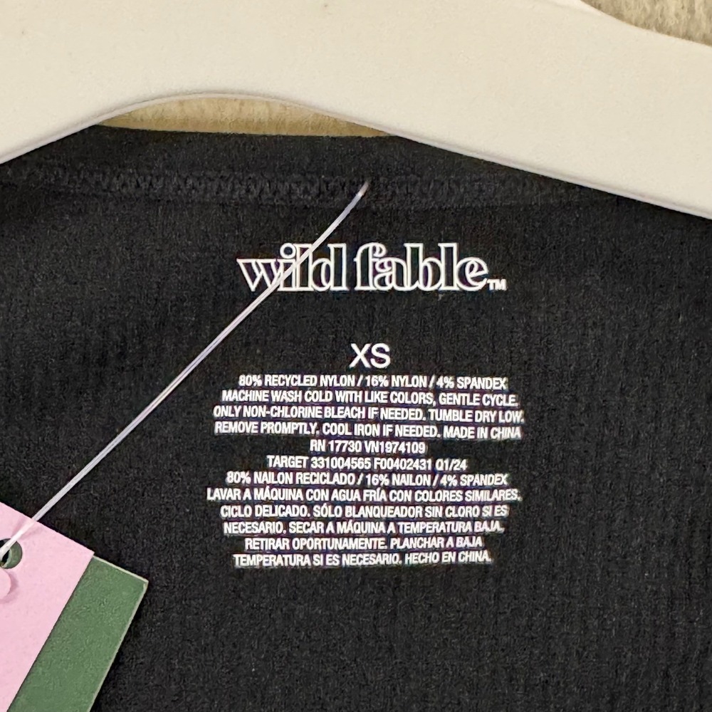 Wild Fable Crop Top Womens XS Black NEW Seamless Ribbed Square Neck Short Sleeve - Picture 6 of 7